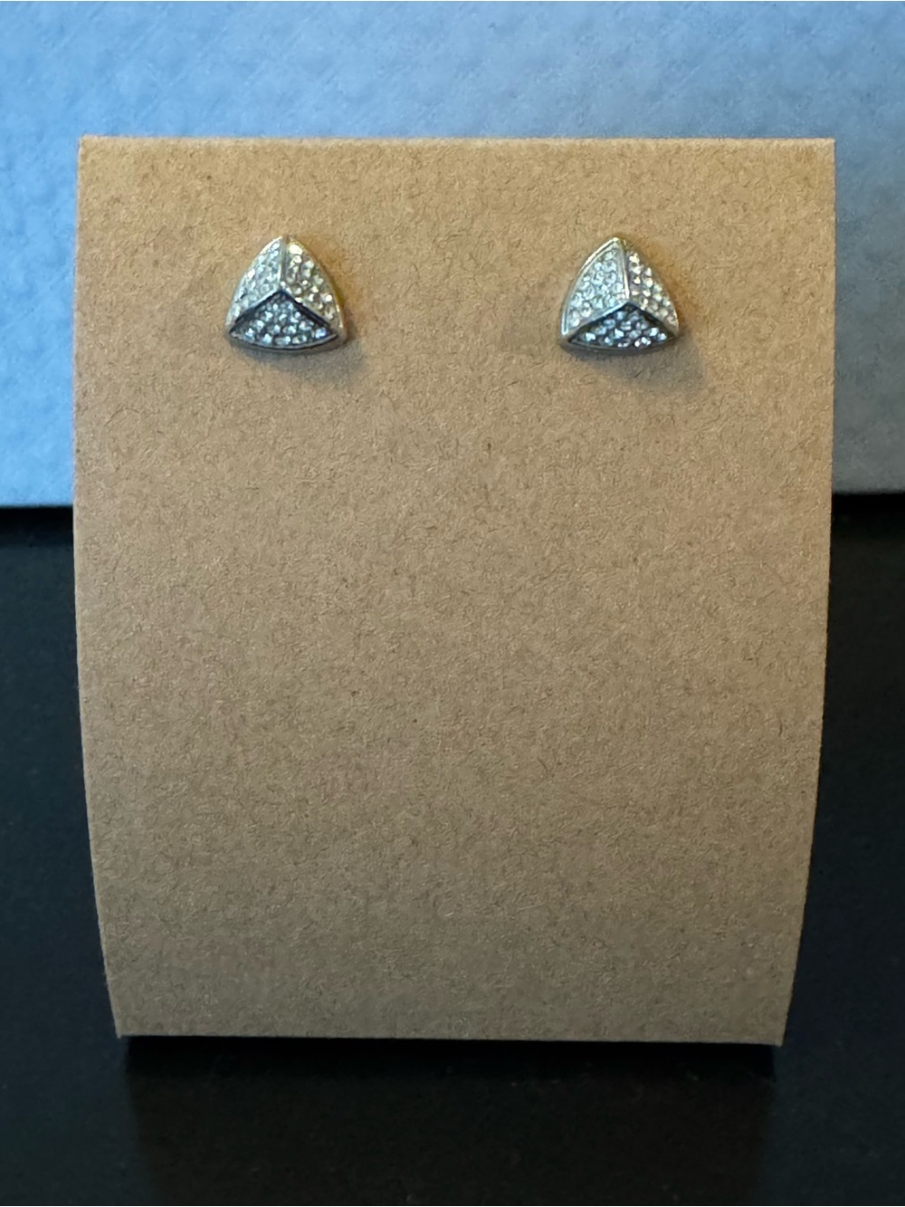 Silver Tri-Section Pavé Stud Earrings - Women's Jewelry